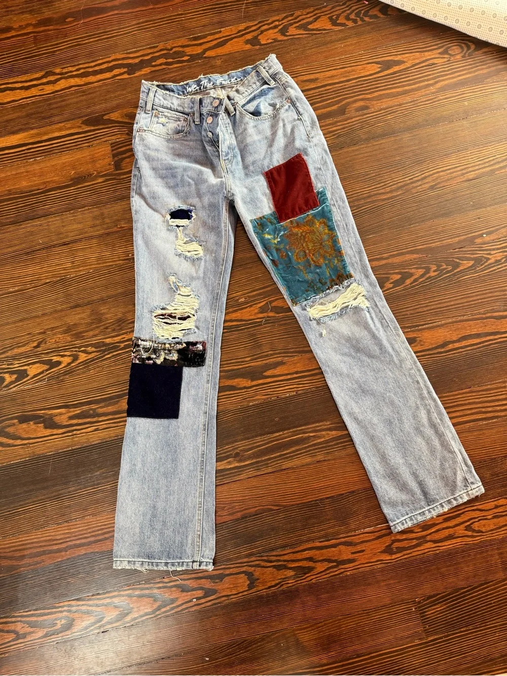 Free People We The Free Velvet Patchwork Jeans